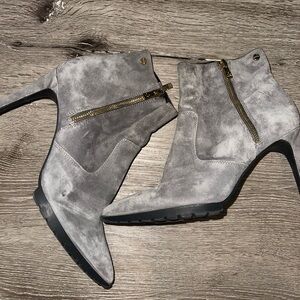 Calvin Klein Gray Ankle Booties with Stiletto Heel